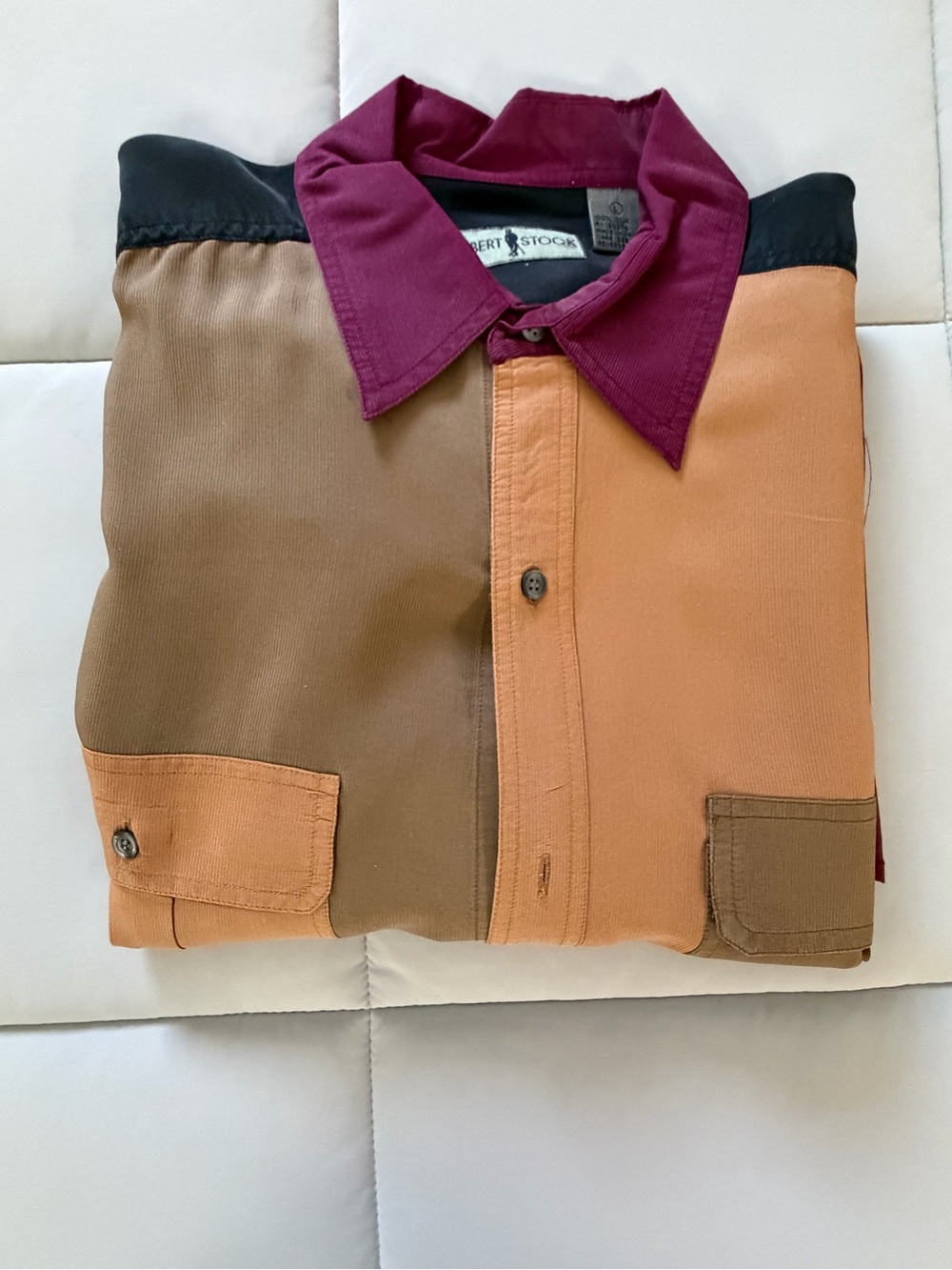 Vintage Robert Stock Silk Shirt Large Color Block Retro 90s Luxe